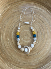 Collier d’allaitement personnalisé bleu/jaune | Bijou maman bébé | Collier de portage | Cadeau de naissance