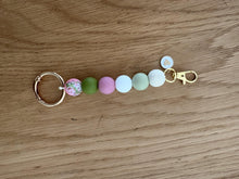 Porte-Chouchou de Sac & Porte-Clés 2-en-1 rose eucalyptus  | Bijou de Sac Fait Main | Accessoire Femme en Perles | Cadeau Maman